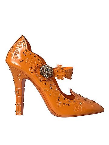 Dolce & Gabbana Orange CINDERELLA Floral Crystal Pumps Women's Shoes (view 1)