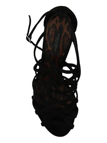 Dolce & Gabbana Black Suede Ankle Strap Stiletto Women's Shoes (view 2)
