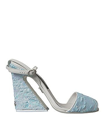 Dolce & Gabbana Light Blue Sequin Ankle Strap Sandals Women's Shoes (view 1)