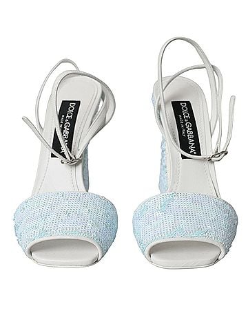 Dolce & Gabbana Light Blue Sequin Ankle Strap Sandals Women's Shoes (view 2)