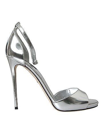 Dolce & Gabbana Silver KEIRA Leather Heels Sandals Women's Shoes (view 1)