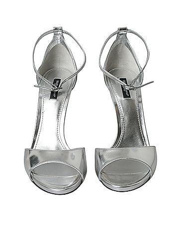 Dolce & Gabbana Silver KEIRA Leather Heels Sandals Women's Shoes (view 2)