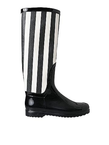 Dolce & Gabbana Black Rubber Knee High Flat Boots Women's Shoes (view 1)