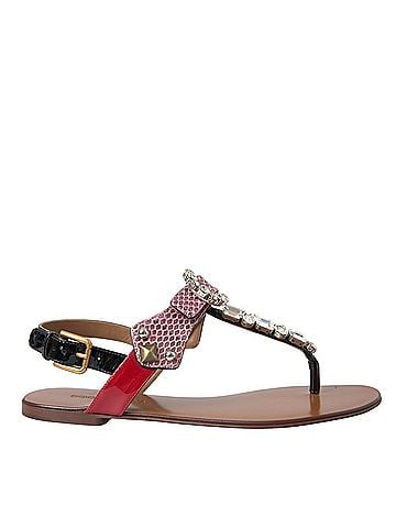 Dolce & Gabbana Multicolor Crystal Sandals Flip Flops Women's Shoes (view 1)