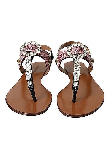 Dolce & Gabbana Multicolor Crystal Sandals Flip Flops Women's Shoes (view 2)