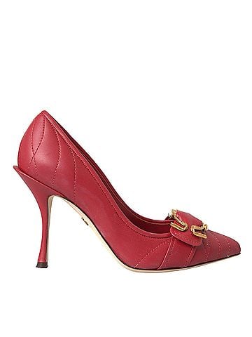 Dolce & Gabbana Red Devotion Leather Heels Pumps Women's Shoes (view 1)