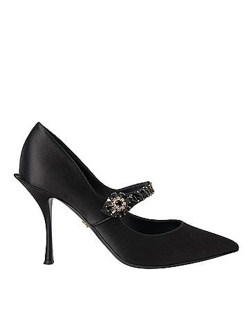 Dolce & Gabbana Black Mary Jane Crystal Heels Pumps Women's Shoes (view 1)