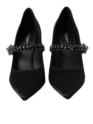 Dolce & Gabbana Black Mary Jane Crystal Heels Pumps Women's Shoes (view 2)