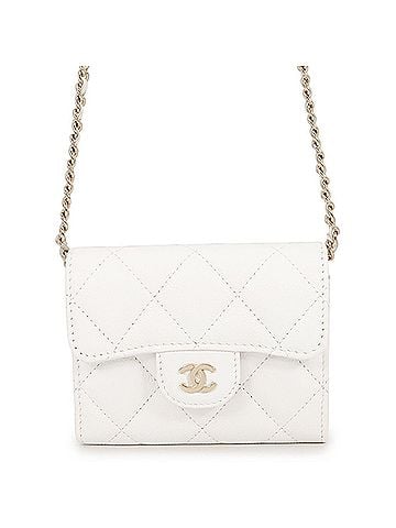 Chanel Chanel Chain Wallet Matelassé Coco Mark Mini Caviar Skin AP0238 CHANEL White Women's WALLET (view 1)