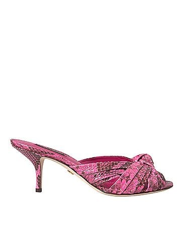 Dolce & Gabbana Pink Exotic Leather Kitten Heels Slides Women's Shoes (view 1)