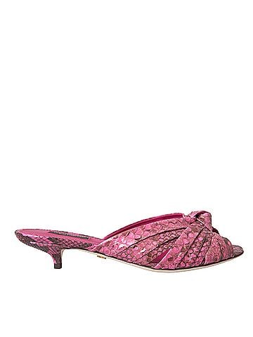 Dolce & Gabbana Pink Exotic Leather Kitten Heels Slides Women's Shoes (view 1)