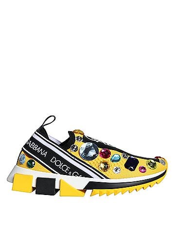 Dolce & Gabbana Yellow Sorrento Crystals Sneakers Womens Shoes (view 1)