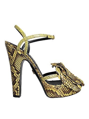 Dolce & Gabbana Yellow Exotic Leather Ankle Strap Heels Sandals Women's Shoes (view 1)