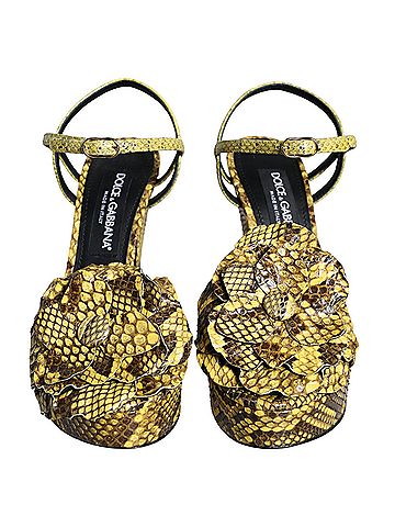 Dolce & Gabbana Yellow Exotic Leather Ankle Strap Heels Sandals Women's Shoes (view 2)