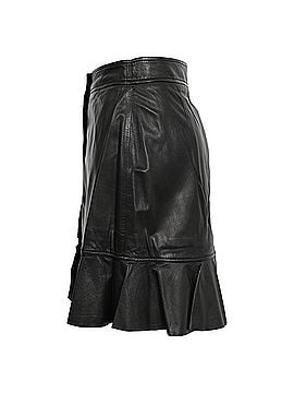 Ganni Ganni Rhinehart Ruffled Mini Skirt in Black Leather (view 2)