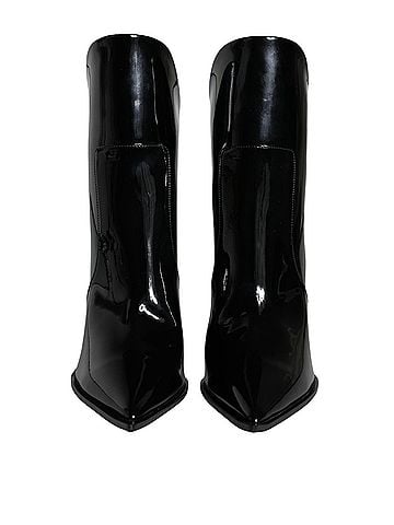 Dolce & Gabbana Black Patent Leather Pointed Ankle Boots Women's Shoes (view 2)