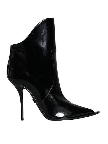 Dolce & Gabbana Black Patent Leather Pointed Ankle Boots Women's Shoes (view 1)