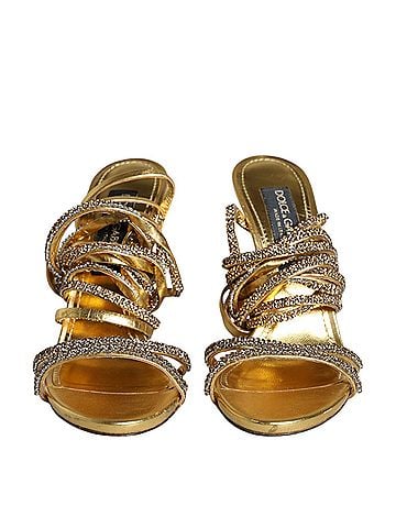 Dolce & Gabbana Gold Crystals Keira Heels Sandals Women's Shoes (view 2)