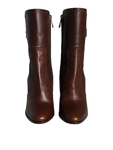 Dolce & Gabbana Brown Leather Heels Mid Calf Boots Women's Shoes (view 2)