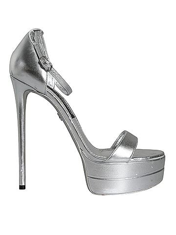 Dolce & Gabbana Silver KEIRA Heels Ankle Strap Sandals Women's Shoes (view 1)