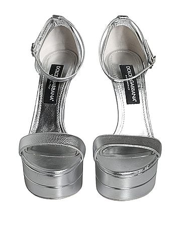 Dolce & Gabbana Silver KEIRA Heels Ankle Strap Sandals Women's Shoes (view 2)