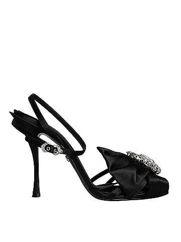 Dolce & Gabbana Black Crystal Ankle Strap Sandals Women's Shoes (view 1)