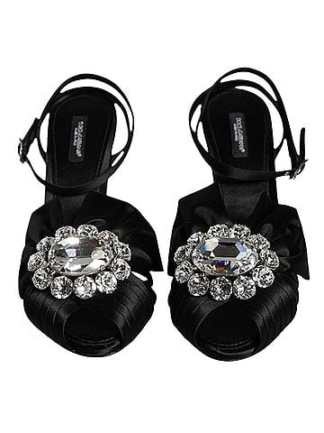 Dolce & Gabbana Black Crystal Ankle Strap Sandals Women's Shoes (view 2)