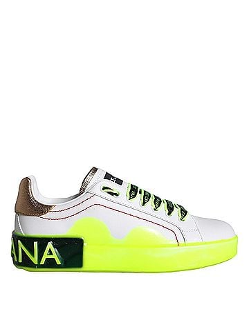 Dolce & Gabbana White Leather Portofino Low Top Sneakers Women's Shoes (view 1)
