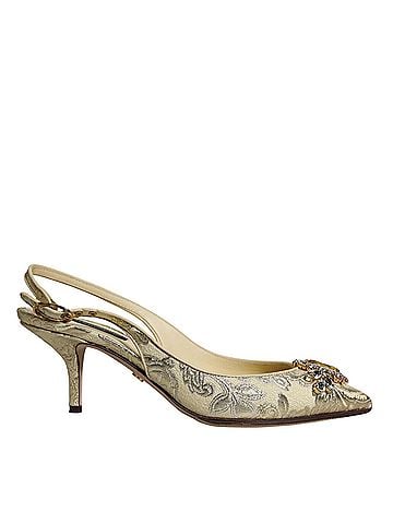 Dolce & Gabbana Gold Crystal Pumps Heels Slingbacks Women's Shoes (view 1)