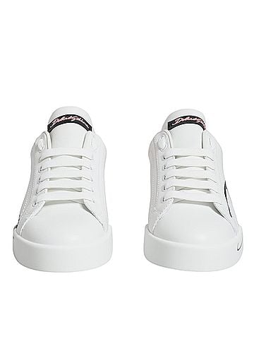 Dolce & Gabbana White Pink Portofino Low Top Sneakers Women's Shoes (view 2)