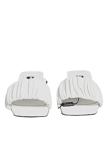 Dolce & Gabbana White Leather Slides Flats Sandals Women's Shoes (view 2)