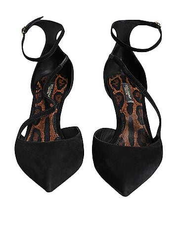 Dolce & Gabbana Black Suede Ankle Strap Heels Pumps Women's Shoes (view 2)