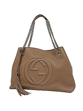 Gucci Gucci Soho Chain Shoulder Bag Tote with Fringe and Interlocking G Logo, Leather, Beige, 536196, Women's (view 1)