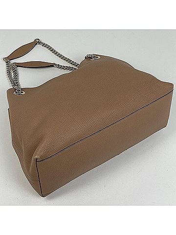 Gucci Gucci Soho Chain Shoulder Bag Tote with Fringe and Interlocking G Logo, Leather, Beige, 536196, Women's (view 2)