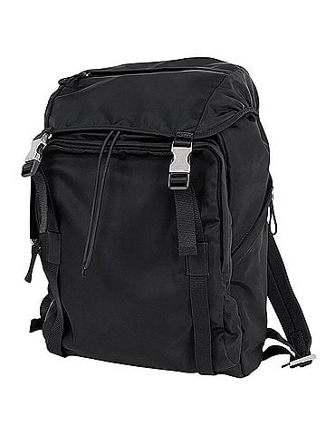 Prada Prada PRADA Logo Plate Backpack, Nylon, Black (Nero), Women's (view 1)