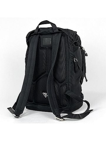 Prada Prada PRADA Logo Plate Backpack, Nylon, Black (Nero), Women's (view 2)
