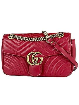 Gucci Gucci GG Marmont Quilted Small Shoulder Bag, Double G Leather, Red, 443497, Women's (view 1)
