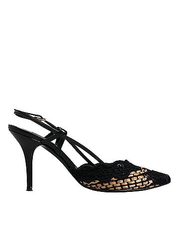 Dolce & Gabbana Black Brown Lace High Heels Slingback Women's Shoes (view 1)