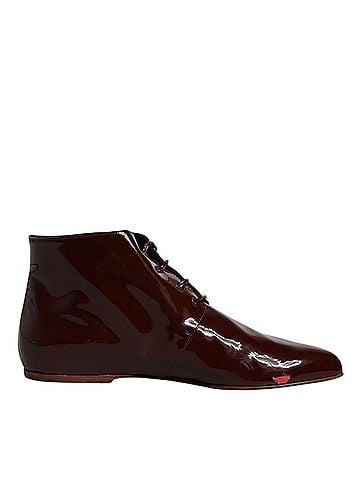 Dolce & Gabbana Maroon Leather Lace Up Ankle Boots Women's Shoes (view 1)