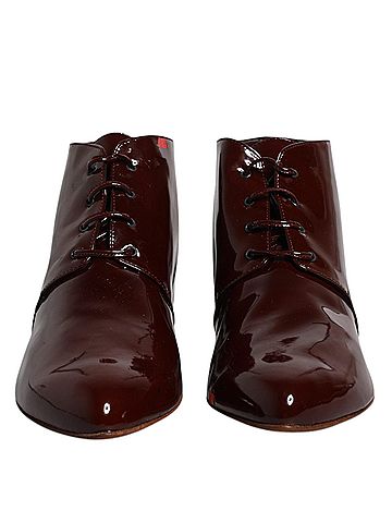 Dolce & Gabbana Maroon Leather Lace Up Ankle Boots Women's Shoes (view 2)