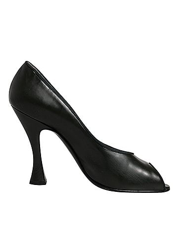 Dolce & Gabbana Green Leather Peep Toe Heels Pumps Women's Shoes (view 1)
