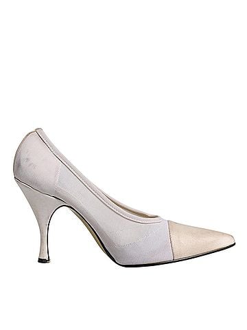 Dolce & Gabbana White Beige Leather High Heels Pumps Women's Shoes (view 1)