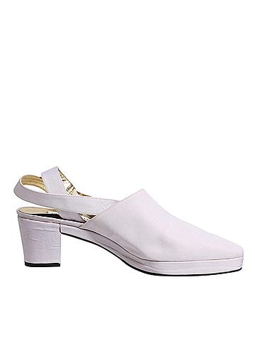 Dolce & Gabbana Off White Block Heel Slingback Sandals Women's Shoes (view 1)