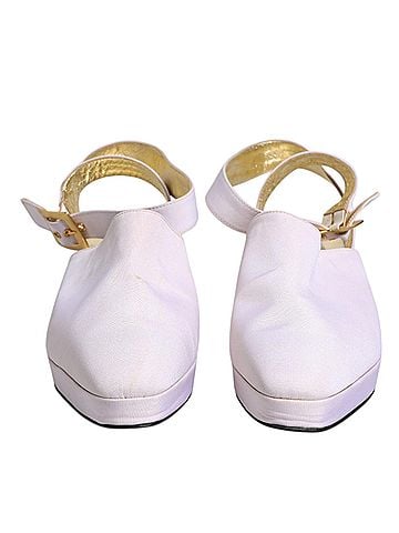 Dolce & Gabbana Off White Block Heel Slingback Sandals Women's Shoes (view 2)