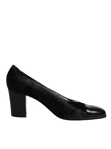 Dolce & Gabbana Black Leather Block Heels Pumps Women's Shoes (view 1)