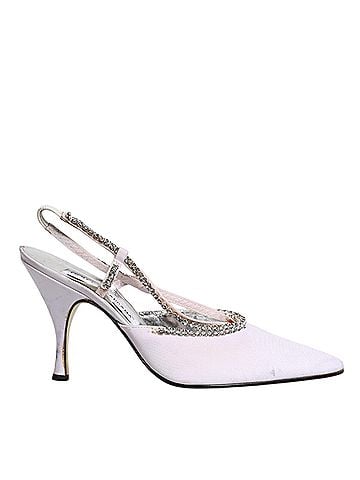 Dolce & Gabbana White Strass Crystal Slingbacks Pumps Women's Shoes (view 1)