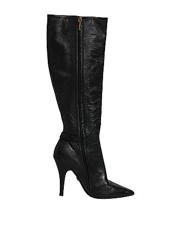 Dolce & Gabbana Black Leather Heels Knee High Boots Women's Shoes (view 1)