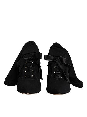 Dolce & Gabbana Black Stiletto Heels Mid Calf Boots Women's Shoes (view 2)