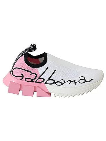 Dolce & Gabbana Pink White Logo Sorrento Sneakers Women's Shoes (view 1)