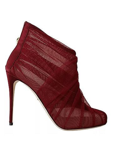Dolce & Gabbana Red Tulle Ankle Boots Stiletto Heels Women's Shoes (view 1)